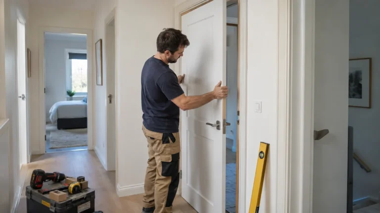 Installation d’une porte intérieure de rénovation sur une huisserie existante